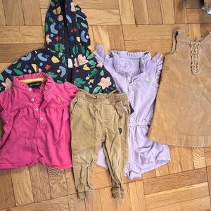 Polo by Ralph Lauren Girls Multi-Color Floral Hoodie & Pink Polo Top Set